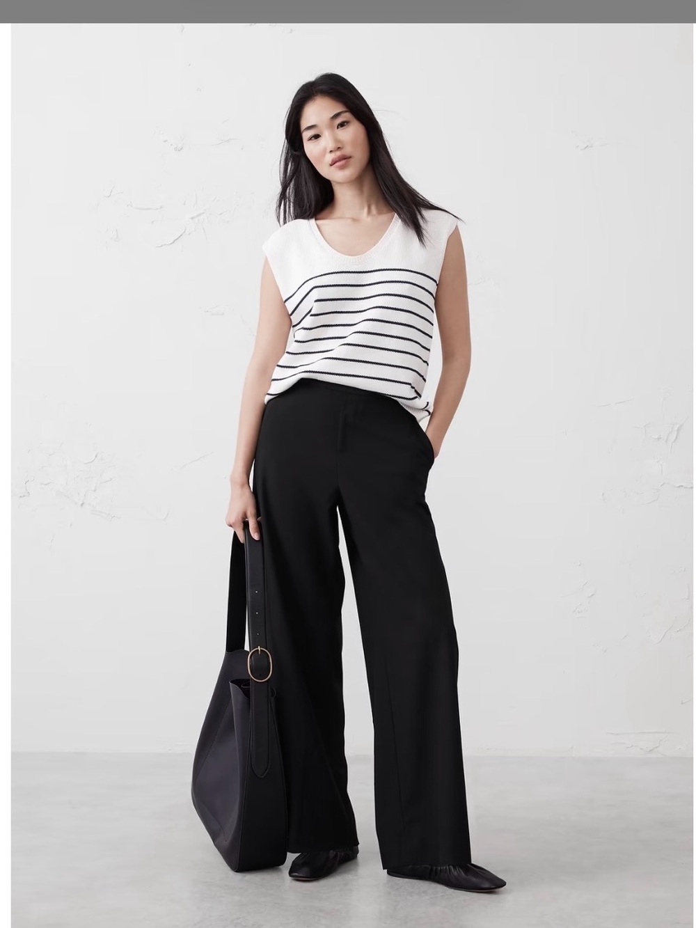Banana Republic Factory Black Wide-Leg Pull-On Pants